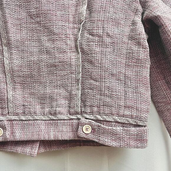 Sartoria Benetton 48 US 12 Purple Woven LINEN Blend Box Crop Blazer Jacket - Picture 9 of 13